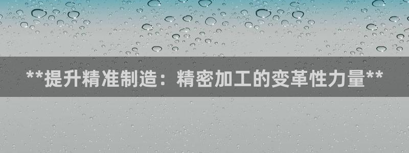 彩神velcome购彩大厅：**提升精准制造：精密加工的变革性力量**